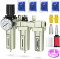 3 Stage Heavy Duty Industrial Grade 1/2" NPT Air Drying System with Coalescing Filter, Particulate Filter, Desiccant Dryer & Air Regulator, Manual Drain for Plasma Cutter and Paint Spray