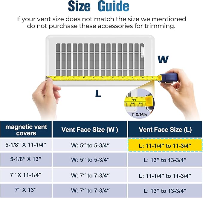 Magnetic Vent Covers with Vent Screen 5.1x11.3 Inch, White Mesh Vent Covers for Floor, Wall, Ceiling Air Vents to Block Dust, Pet Hair, Fits Standard HVAC Floor Registers in Home, RV, 3 Pack