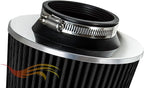 BLACK 2.5" 63.5 mm Inlet Cold Air Cone Replacement Performance Washable Clamp-On Dry Air Filter