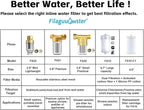 FA21 Washer Water Filter Reusable, brass garden hose filter with 3/4" adapters, 40-50 Micron, inline sediment filter for washing machine shower well water RV Car Wash