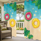 Summer Outdoor Curtains for Patio Plumeria Swimming Circles Ocean Beach Waterproof Outside Curtains with Grommet Top Weatherproof Curtain for Cabana Pergola Gazebo, 1 Panel, 54" W x 108" L