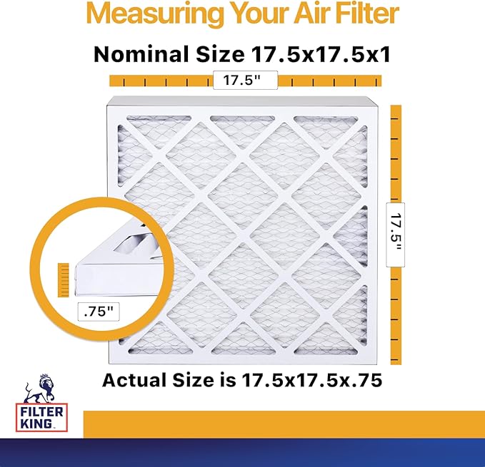 Filter King 17.5x17.5x1 Air Filter | 4-PACK | MERV 13 HVAC Pleated A/C Furnace Filters | MADE IN USA | Actual Size: 17.5 x 17.5 x .75"