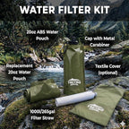 Tactiko Survival 20oz/600ml Purifying Water Bottle Filter Kit - Filter 265 Gal. Water from Rivers, Lakes & Streams - SGS Certified - UF Membrane, Activated Carbon - Camping, Hiking, Emergency (Green)