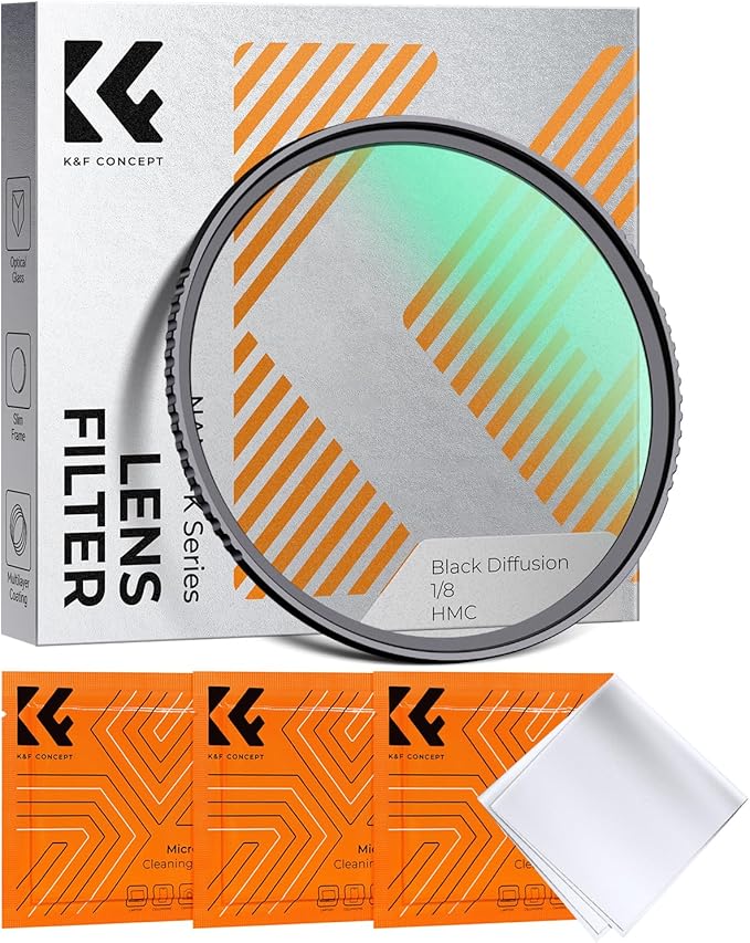 K&F CONCEPT 52mm Black Diffusion 1/8 Filter, Mist Dreamy Cinematic Effect Filter for Video/Vlog/Portrait Photography K-Series