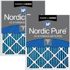Nordic Pure 14x30x1 (Actual Size: 13 15/16 x 29 15/16 x 3/4) Pleated Air Filters MERV 7 Plus Carbon 2 Pack