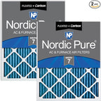 Nordic Pure 20x25x1 (19 1/2 x 24 1/2 x 3/4) Pleated Air Filters MERV 7 Plus Carbon 2 Pack