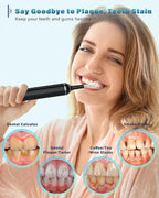 Plaque Remover for Teeth, Dental Cleaning Kit Tartar Remover for Teeth with LED Light & 5 Modes, Rechargeable Dental Cleaner, 4 Replaceable Heads
