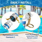 2" x 50 ft Backwash Hose for Swimming Pools, Heavy Duty PVC Water Lay Flat Discharge Hose,Durable Pool Drain Hose with Aluminum Camlock C and E Fittings for Pump And Filters