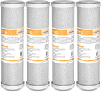 Membrane Solutions 5 Micron 2.5" x 10" CTO Carbon Block Water Filter Cartridge Replacement for Whole House Filtration Systems, Compatible with WFPFC8002, WFPFC9001, FXWTC, WHKF-WHWC, 4-Pack