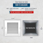 [2 Pack] Fits 6x6 Duct Opening | Steel Return Air Grille by Handua | Vent Cover Grill for Sidewall and Ceiling | White | HVAC Cold Air Intake Grille | Outer Dimensions: 7.75"W X 7.75"