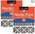 Nordic Pure 20x25x5 (Actual Size: 19 3/4 x 24 3/4 x 4 3/8) Lennox X6673 X6675 Replacement AC Filter MERV 15 + Carbon 2 Pack
