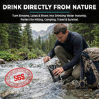 Tactiko Survival 20oz/600ml Purifying Water Bottle Filter Kit - Filter 265 Gal. Water from Rivers, Lakes & Streams - SGS Certified - UF Membrane, Activated Carbon - Camping, Hiking, Emergency (Black)