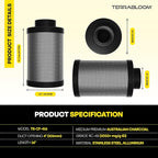 TerraBloom 4" x 16" Carbon Filter for Grow Tent - 46mm Charcoal Carbon Air Filter - Maximize Airflow with 350 CFM - Premium Filter for Homes & Commercial Applications