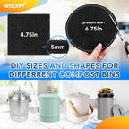 KEEPOW 12 Pack Compost Bin Filter for Kitchen Compost Bin Pail, Charcoal Filters for Compost Bucket, Activated Carbon Filter for Compost Pail Counter Refill (6 Round + 6 Square)