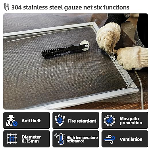 20 Mesh 304 Stainless Steel Mesh Screen, 24''×118''（60cm×300cm） Wire Screen Mesh, Rust Free Woven Wire Mesh, Metal Mesh Screen for Air Vents, Window Screen, Filters, Cage,Garden Covers