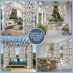 Flowers Outdoor Curtains for Patio Summer Floral Pastoral Farmhouse Plant Waterproof Outside Curtains with Grommet Top Weatherproof Curtain for Cabana Pergola Gazebo, 1 Panel, 54" W x 84" L