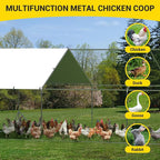 9.8X19.7x6.6FT, Large Walk in Chicken Run Pen Cage, Metal Coop Clearance with Double Door, Chicken Runs for Yard with Cover, Outdoor Cages for Chickens and Range Poultry, Large Chicken Coops