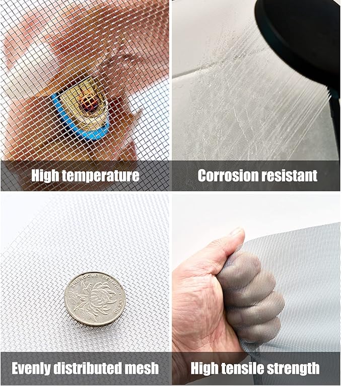 Stainless Steel Woven Wire Mesh 304 Stainless Steel Woven Wire, 80 Mesh Fly Mosquito Net, Fine Screen Mesh, Rodents Garden Insect Screen, for Vent, Filter, Window