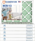 Filters Fast 16x16x2 Pleated Air Filter Merv 13, 2 inch AC Furnace Air Filters, Made in the USA, Actual Size 15.75x15.75x1.75, 6 Pack