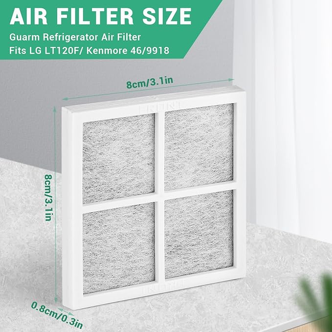 6 Pack Refrigerator Air Filter Replacement, Compatible with LG LT120F and Kenmore Elite 469918, 9918, ADQ73214402, ADQ73214403, ADQ73214404, LMXS30776S