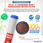 20" Slim Blue Iron Buster Filter Set (3-Pack) for Whole House Water Filtration Systems w/ 20" x 2.5" Sediment, Iron Manganese Reduction, CTO Carbon Block Water Filters