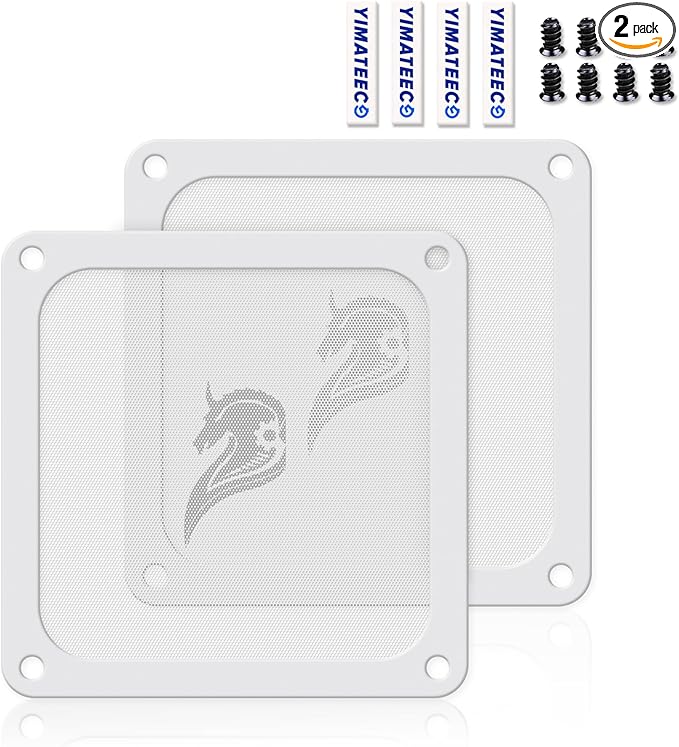 120mm PC Dust Filter Fan Filter Computer Fan Grills Dust Mesh Magnetic Frame PC Case Cover Dustproof PVC 50 Mesh(PVC, Gentleman Aesthetic, 120 * 120mm, 2pcs, White)