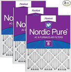Nordic Pure 18x20x1 (Actual Size: 17 1/2 x 19 1/2 x 3/4) Pleated MERV 8 Air Filters 3 Pack
