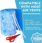 NORTHWEST ENTERPRISES Cut to Size Floor Vent Air Filters for home - MERV 8 Electrostatic Cut to Fit Air Filter Roll & Adhesive Hook Tape (12" x 120" Triple Filtration)