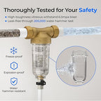 Waterdrop Spin Down Sediment Filter, Backwash Whole House Water Filter System for City/Well Water, 100 Micron+500 Micron, 1" MNPT + 3/4" FNPT + 3/4" MNPT, Traps Sand, BPA Free