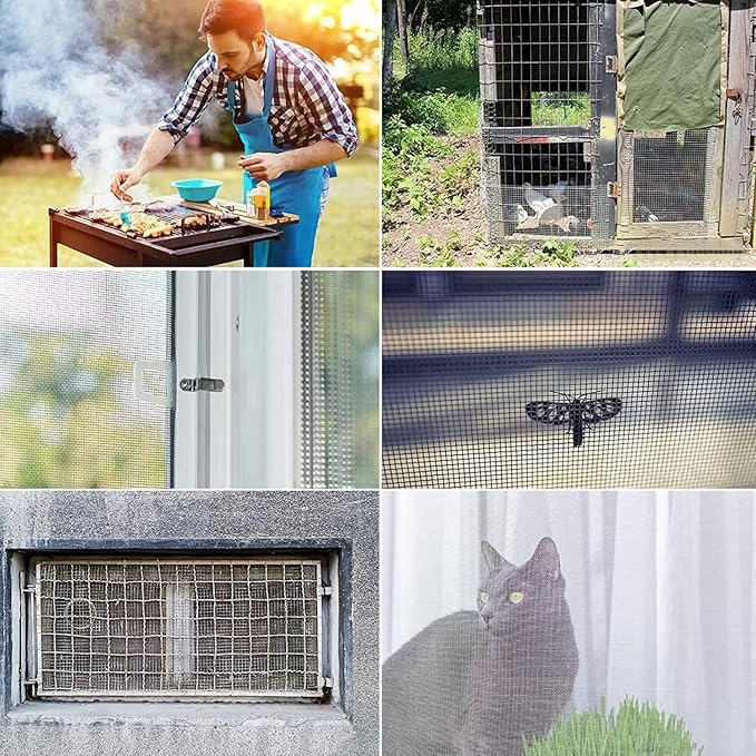 Stainless Steel Woven Wire Mesh Stainless Steel Woven Wire Mesh 14 Mesh Rodent Control Cage Net Garden Insect Screen Corrosion-Resistant Filter - 1.54mm Hole (Silver 14 Mesh)