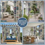 Oceans Outdoor Curtains for Patio Shell Starfish Whales Summer Vintage Waterproof Outside Curtains with Grommet Top Weatherproof Curtain for Cabana Pergola Gazebo, 1 Panel, 54" W x 84" L