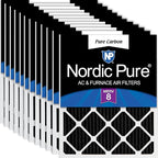 Nordic Pure 16x25x1 (Actual Size: 15 1/2 x 24 1/2 x 3/4) Pure Carbon Pleated Odor Reduction Furnace Air Filters 12 Pack