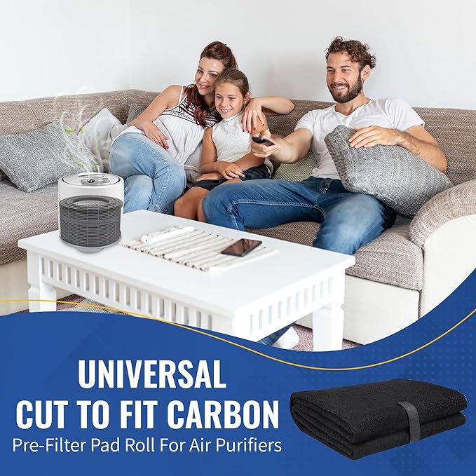 CFS – Pack of 1, Universal Cut to Fit Carbon Pre-Filter Pad Roll for Air Purifiers, Range Hood, Furnace Filters, & Air Conditioner Filters – Fresh Air for Indoor – Charcoal Air Filter Sheet – 12"x12"