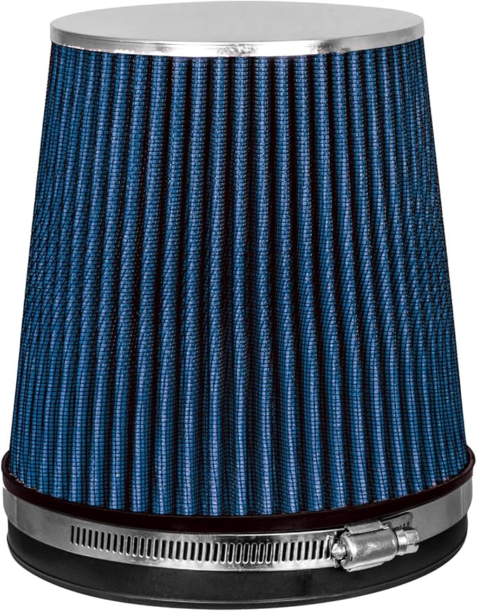 BLUE 6" 152 mm Inlet Short Truck Air Cone Replacement Performance Washable Clamp-On Dry Air Filter (6" Tall)