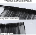 10 x 10 Outdoor Black Tulle Backdrop Curtains Waterproof Voile Sheer Screen Breathable Mash Netting Light Filtering Privacy Curtains for Patio Porch Yard Pergola Gazebo, 2 Panels