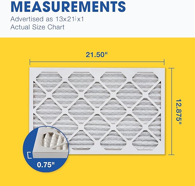 Aerostar 13x21.5x1 Air Filter MERV 13 (For Allergies, Dust, Lint, Mold, Pet Dander, Smoke, Smog & Bacteria) - Electrostatic MPR 1500-1900 & FPR 10 - Pleated HVAC AC Furnace Air Filters - Pack of 4