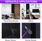 TroyStudio Bass Traps - 24 Pcs 4 X 4 X 12 Inches Dense Thick Studio Bass Foam Corner, Acoustic Treatment Panel Absorbing Echo Reverb, Low Frequency Sound Absorber for Music Room Home Recording