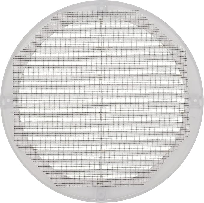 Vent Systems 8" Inch (Opening Dimensions) - Pack of 2 - White Soffit Vent Cover - Plastic Round Air Vent Grille - Built-in Mesh Screen - HVAC Register Louver for Bathroom, Home, Kitchen