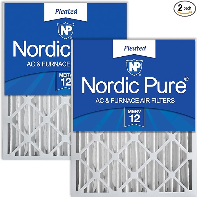 Nordic Pure 16x20x4 (15_1/2 x 19_1/2 x 3_5/8) Pleated MERV 12 Air Filters 2 Pack