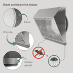 Vent Systems 10" Inch Exhaust Vent Cover with Rubber Gasket - Stainless Steel - Robust Weatherproof Outdoor Air Exhaust Box - Duct or Surface Mounting - Rain and Snow Protection