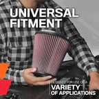 K&N High-Flow Original Lifetime Universal Clamp-On Air Filter: Performance, Premium, Washable: Flange Diameter: 4 In, Filter Height: 5.5 In, Flange Length: 1.125 In, Shape: Round Tapered, RG-1001BL
