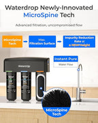 Waterdrop TSB-PF Under Sink Water Filter, 𝐑𝐞𝐝𝐮𝐜𝐞𝐬 𝟖𝟎+ 𝐈𝐦𝐩𝐮𝐫𝐢𝐭𝐢𝐞𝐬-PFAS, Chlorine, Chloramine, Fluoride, Taste&Odor, 9 Layer Under Sink Water Filtration System,with A Separate Faucet