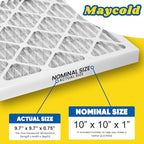Maycold MERV 8 10x10x1 Furnace Air Filters (6-Pack), Pleated HVAC AC Filters – Actual Size 9.70” x 9.70” x 0.75”, For Residential or Office Use, Individually Wrapped in Plastic