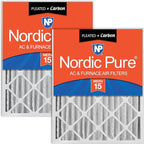 Nordic Pure 20x25x4 (Actual Size: 19 1/2 x 24 1/2 x 3 5/8) Pleated Air Filters MERV 15 Plus Carbon 2 Pack