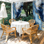 Marble Texture Outdoor Curtains for Patio Abstract Gradient Blue Golden Gorgeous Waterproof Outside Curtains with Grommet Top Weatherproof Curtain for Cabana Pergola Gazebo, 2 Pack, 54" W x 108" L