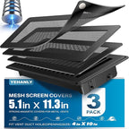 Magnetic Vent Covers with Vent Screen 5.1x11.3 Inch, Black Mesh Vent Covers for Floor, Wall, Ceiling Air Vents to Block Dust, Pet Hair, Fits Standard HVAC Floor Registers in Home, RV, 3 Pack
