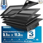 Magnetic Vent Covers with Vent Screen 5.1x11.3 Inch, Black Mesh Vent Covers for Floor, Wall, Ceiling Air Vents to Block Dust, Pet Hair, Fits Standard HVAC Floor Registers in Home, RV, 3 Pack