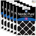 Nordic Pure 20x20x4 (Actual Size: 19 1/2 x 19 1/2 x 3 5/8) Pure Carbon Pleated Odor Reduction Merv 8 Furnace Filters 6 Pack