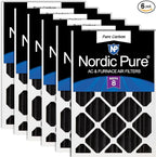 Nordic Pure 20x20x4 (Actual Size: 19 1/2 x 19 1/2 x 3 5/8) Pure Carbon Pleated Odor Reduction Merv 8 Furnace Filters 6 Pack