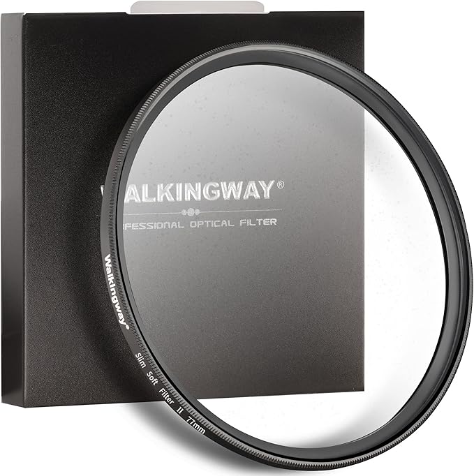 Walking Way 77MM White Mist Diffusion Filter - Soft Focus Circular Lens Filter - Dreamy Fog Effect Softening Camera Diffuser for Digital DSLR Camera(Medium-Soft 2, 77MM)